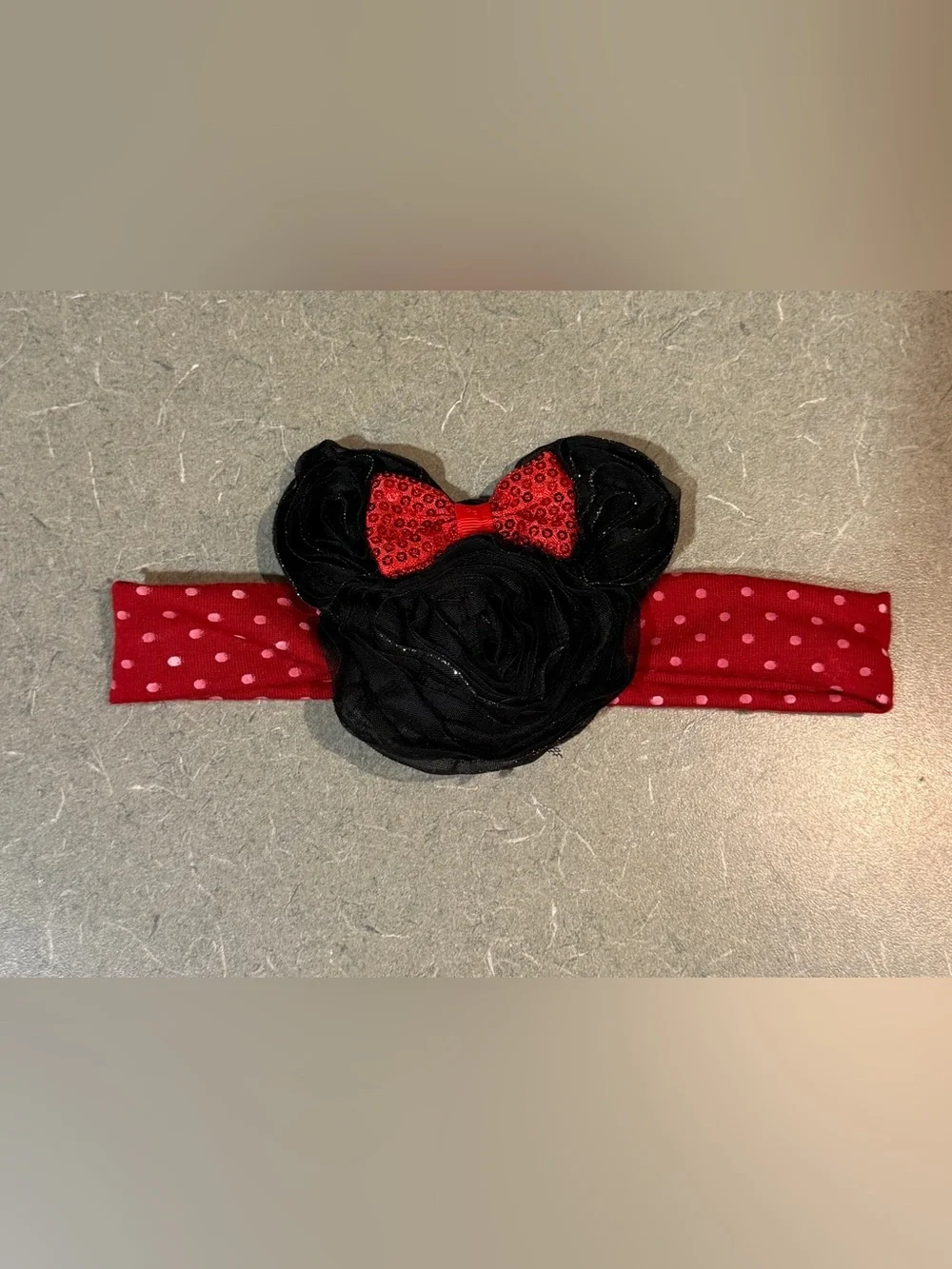 Authentic Disney Baby Toddler Minnie Mouse stretch hairband headband red sequin